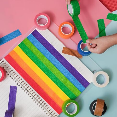 12 Rolls Colored Masking Tape, 720 Feet x 1 Inch Masking Tape,Vibrant Colorful Painters Tape, Graphic Artist Craft Tape Roll, Classroom Home Decorations in Saudi Arabia