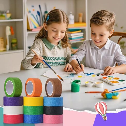 12 Rolls Colored Masking Tape, 720 Feet x 1 Inch Masking Tape,Vibrant Colorful Painters Tape, Graphic Artist Craft Tape Roll, Classroom Home Decorations in Saudi Arabia