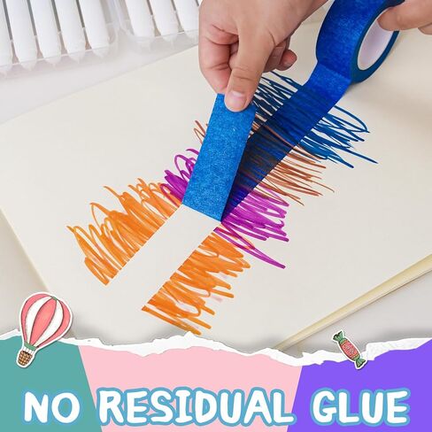 12 Rolls Colored Masking Tape, 720 Feet x 1 Inch Masking Tape,Vibrant Colorful Painters Tape, Graphic Artist Craft Tape Roll, Classroom Home Decorations in Saudi Arabia