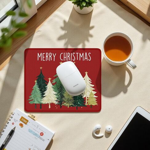لوحة ماوس Merry Christmas Trees، لوحة ماوس على شكل شجرة عيد الميلاد لأجهزة الكمبيوتر المحمول والمكتب المنزلي والمكتب، لمحبي العطلات، 9.5 × 7.9 بوصة، L041-SDB-ZH in Kuwait