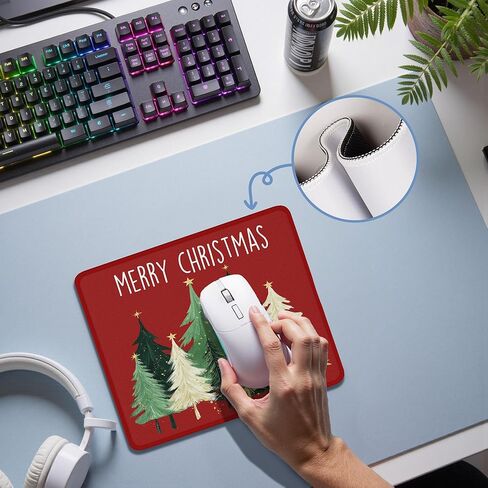 لوحة ماوس Merry Christmas Trees، لوحة ماوس على شكل شجرة عيد الميلاد لأجهزة الكمبيوتر المحمول والمكتب المنزلي والمكتب، لمحبي العطلات، 9.5 × 7.9 بوصة، L041-SDB-ZH in Kuwait