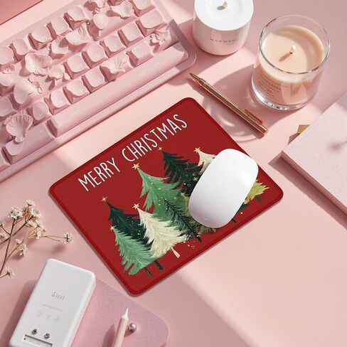 لوحة ماوس Merry Christmas Trees، لوحة ماوس على شكل شجرة عيد الميلاد لأجهزة الكمبيوتر المحمول والمكتب المنزلي والمكتب، لمحبي العطلات، 9.5 × 7.9 بوصة، L041-SDB-ZH in Kuwait