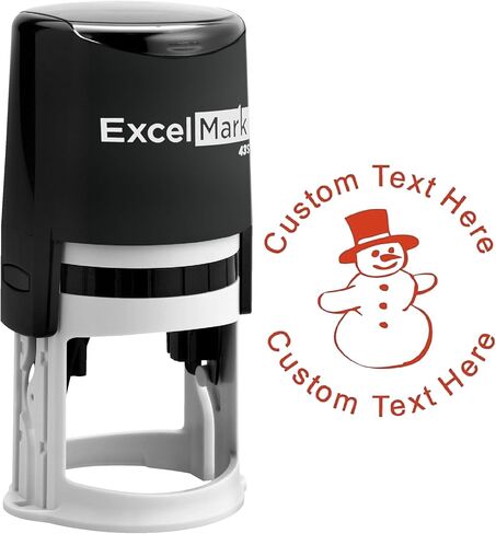 ExcelMark Custom Self-Inking Christmas Rubber Stamp - Snowman - Red Ink in Saudi Arabia
