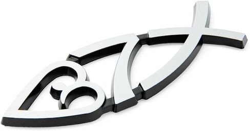 New Jesus Fish Car Decal 4 x 1.4 Inch – 3D Metallic Look Chrome Christian Symbol of Faith | Durable Weatherproof Vinyl Sticker | Car, Truck, SUV, Laptop, Window - Show The Love of Christ in Saudi Arabia