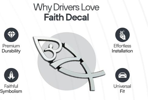 New Jesus Fish Car Decal 4 x 1.4 Inch – 3D Metallic Look Chrome Christian Symbol of Faith | Durable Weatherproof Vinyl Sticker | Car, Truck, SUV, Laptop, Window - Show The Love of Christ in Saudi Arabia