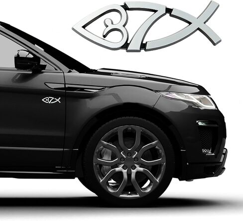 New Jesus Fish Car Decal 4 x 1.4 Inch – 3D Metallic Look Chrome Christian Symbol of Faith | Durable Weatherproof Vinyl Sticker | Car, Truck, SUV, Laptop, Window - Show The Love of Christ in Saudi Arabia