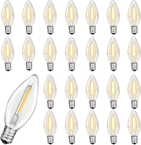 25Pack ST40 LED Replacement Light Bulbs,Vintage Edison Waterproof Shatterproof Dimmable E17 LED Bulbs for Indoor Outdoor Patio Wedding String Lights,0.6 Wat, Warm White, 2700K in Saudi Arabia