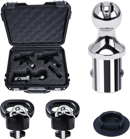 60692 Gooseneck Hitch Gooseneck Ball OEM Puck System Kit مناسب لـ Ford F250 F350 F450 Super Duty Chevy Silverado GMC Sierra 2500 3500 HD Nissan Titan XD يستبدل GNXA2061 2-5/16 Hitch Ball in Saudi Arabia