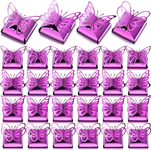 Maitys 50 Pcs Butterfly Party Favor Gift Boxes Small Christmas Wedding Favor Gift Birthday Butterfly Candy Chocolate Box Laser Paper Bag for Wedding Christmas Baptism Birthday Party(Gold) in Saudi Arabia