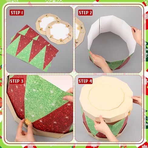 3 Pieces Christmas Nesting Gift Boxes with Lid 13.78, 11.81, 9.84 Inches Nutcracker Christmas Drum Boxes Decorations Set Stackable Paper Drums for Xmas Presents Warping Holiday Party Decor in Saudi Arabia
