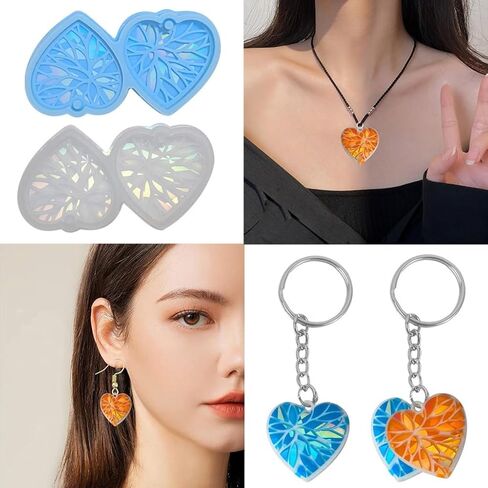 Silicone Molds for Epoxy Resin Heart Earring Necklace Pendant Casting Silicone Mould DIY Crafts Jewelry Mold in Saudi Arabia