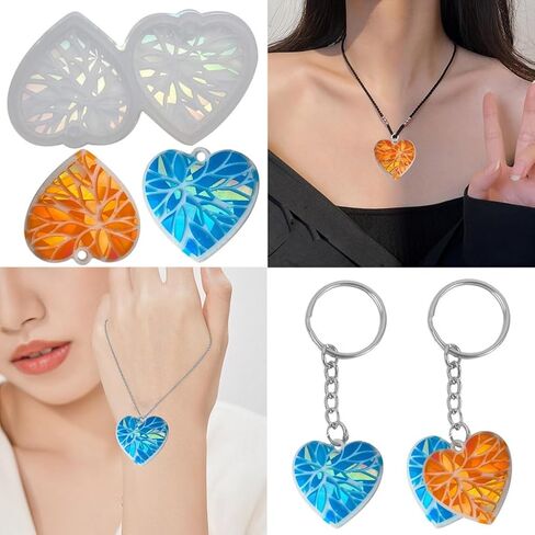 Silicone Molds for Epoxy Resin Heart Earring Necklace Pendant Casting Silicone Mould DIY Crafts Jewelry Mold in Saudi Arabia