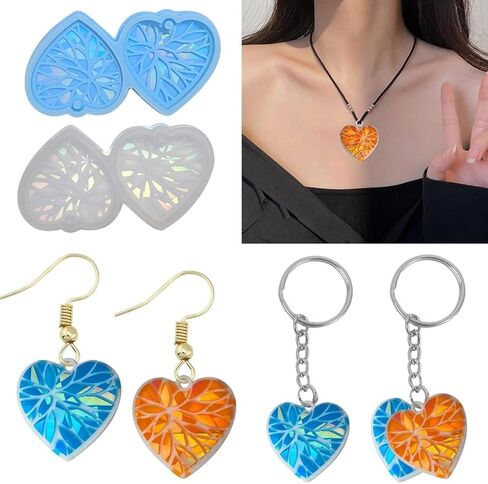 Silicone Molds for Epoxy Resin Heart Earring Necklace Pendant Casting Silicone Mould DIY Crafts Jewelry Mold in Saudi Arabia