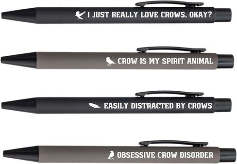 هدايا InnoBeta Crow لمحبي الغراب، مجموعة أقلام حبر جاف مكونة من 4 قطع، هدايا للغراب الذي يذاكر كثيرا في أعياد الميلاد والكريسماس وأي مناسبة خاصة in Kuwait