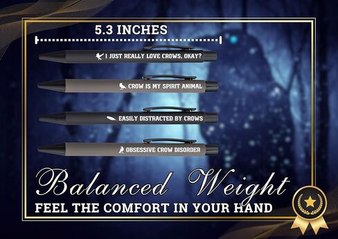 هدايا InnoBeta Crow لمحبي الغراب، مجموعة أقلام حبر جاف مكونة من 4 قطع، هدايا للغراب الذي يذاكر كثيرا في أعياد الميلاد والكريسماس وأي مناسبة خاصة in Kuwait