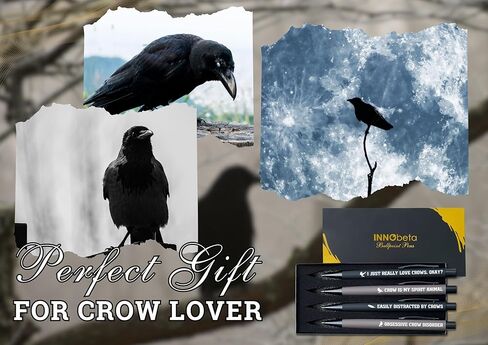 هدايا InnoBeta Crow لمحبي الغراب، مجموعة أقلام حبر جاف مكونة من 4 قطع، هدايا للغراب الذي يذاكر كثيرا في أعياد الميلاد والكريسماس وأي مناسبة خاصة in Kuwait