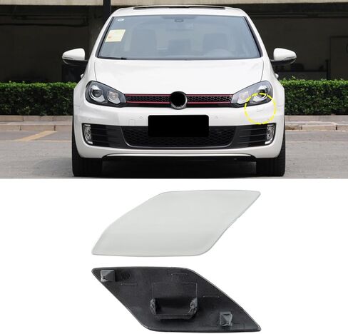 غطاء غطاء غسالة المصباح الأمامي للمصد الأمامي لسيارة Volkswagen Golf 6 MK6 GTI 2009 2010 2011 2012 2013 5K0955109A, 5K0955110A (أبيض، يسار) in Kuwait