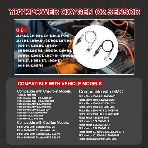 مستشعر الأكسجين O2 4 قطع 213-4229 234-4668، 02 مستشعرات المنبع متوافق مع كاديلاك لإسكاليد، لسيارة تشيفي لسيارة أفالانش سيلفرادو سوبربان تاهو، لسيارة جي إم سي لسييرا يوكون in Saudi Arabia