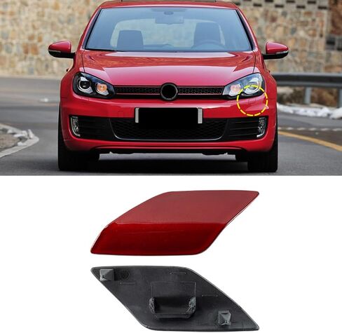 غطاء غطاء غسالة المصباح الأمامي للمصد الأمامي لسيارة Volkswagen Golf 6 MK6 GTI 2009 2010 2011 2012 2013 5K0955109A, 5K0955110A (أبيض، يسار) in Kuwait