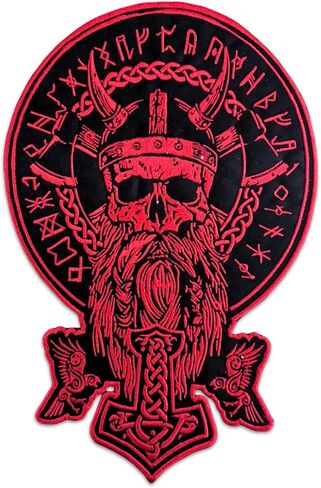 Odin Viking Skull Embroidered Back Patch Large Iron On Motorcycle Biker Jacket Patches in Saudi Arabia