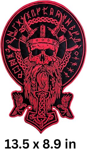 Odin Viking Skull Embroidered Back Patch Large Iron On Motorcycle Biker Jacket Patches in Saudi Arabia