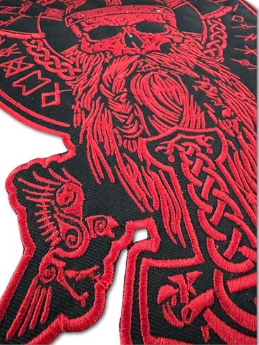 Odin Viking Skull Embroidered Back Patch Large Iron On Motorcycle Biker Jacket Patches in Saudi Arabia