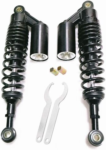 TIANDI 320mm 12.5" Gold Air Shock Absorbers Compatible with Honda TRX250R 400ER 450R Suzuki Yamaha Kawasaki ATV Go Kart Quad Dirt Sport Bikes 2PC(Black/Silvery) in Saudi Arabia