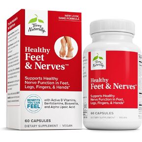 Terry Naturally Healthy Feet & Nerves - 120 Capsules, Pack of 2 - Supports Healthy Nerve Function in Feet, Legs, Fingers & Hands - Non-GMO, Vegan, Gluten Free - 120 Total Servings in Kuwait