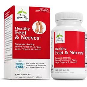 Terry Naturally Healthy Feet & Nerves - 120 Capsules, Pack of 2 - Supports Healthy Nerve Function in Feet, Legs, Fingers & Hands - Non-GMO, Vegan, Gluten Free - 120 Total Servings in Saudi Arabia