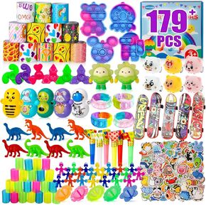 Party Favors for Kids 4-8,8-12,179 Pcs Goodie Bags Stuffers for Kids,Pinata Stuffers,Treasure Box Toys for Classroom,Pop It Fidget Toys,Fidget Toys Bulk,Carnival Prizes,Treasure Chest Prizes in Saudi Arabia