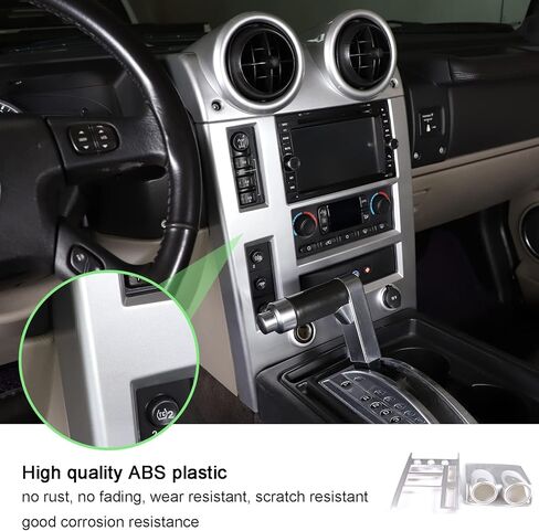 PIUGILH غطاء لوحة الملاحة لوحدة التحكم المركزية للسيارة، غطاء الكسوة الداخلية لملحقات السيارة Hummer H2 2003-2007، غطاء فتحة تهوية وحدة التحكم المركزية، قطعتان in Saudi Arabia