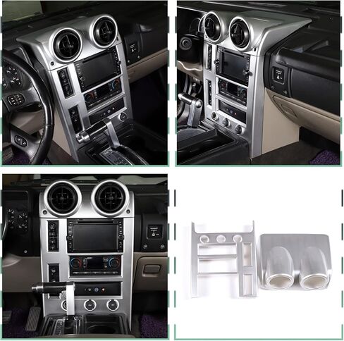 PIUGILH غطاء لوحة الملاحة لوحدة التحكم المركزية للسيارة، غطاء الكسوة الداخلية لملحقات السيارة Hummer H2 2003-2007، غطاء فتحة تهوية وحدة التحكم المركزية، قطعتان in Saudi Arabia