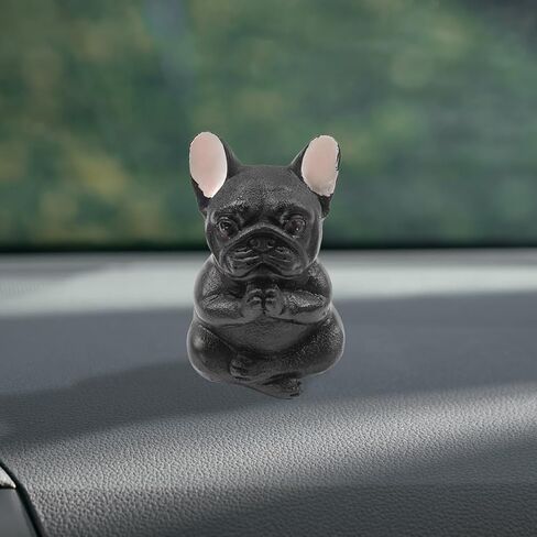 Meditating Bulldog Pug Dog Figurine Car Dash Ornament – Cute Resin Zen Yoga Dog Statue for Car Dashboard&Center Console Decoration – Auto Interior Ornament for Home Office Desktop (C Style) in Kuwait