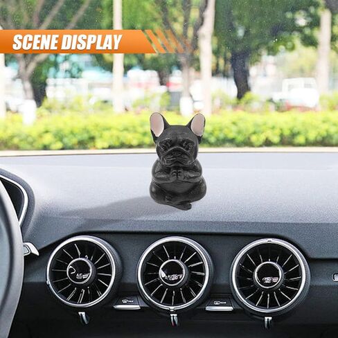 Meditating Bulldog Pug Dog Figurine Car Dash Ornament – Cute Resin Zen Yoga Dog Statue for Car Dashboard&Center Console Decoration – Auto Interior Ornament for Home Office Desktop (C Style) in Kuwait