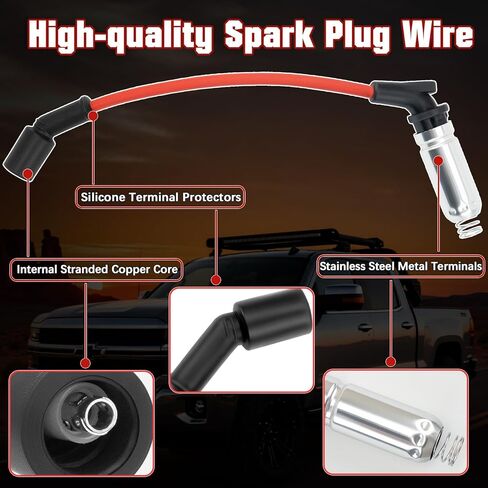 مجموعة شمعات وأسلاك إيريديوم مكونة من 8 قطع من BEATURE لمحركات Chevy Silverado GMC Yukon 5.3L 6.0L 6.2L V8 2007-2014 - استبدال 3186 & M8-48322 in Kuwait