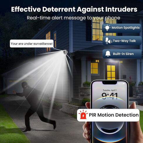 2K Indoor Security Camera with Night Vision & 2 LED Lights | WiFi Camera for Monitoring Elderly, Babies, and Pets | Cameras for Home Security Cloud & SD Card Storage | 2.4G WiFi Compatible Only in Kuwait