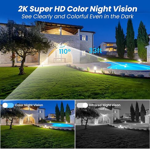 2K Indoor Security Camera with Night Vision & 2 LED Lights | WiFi Camera for Monitoring Elderly, Babies, and Pets | Cameras for Home Security Cloud & SD Card Storage | 2.4G WiFi Compatible Only in Kuwait