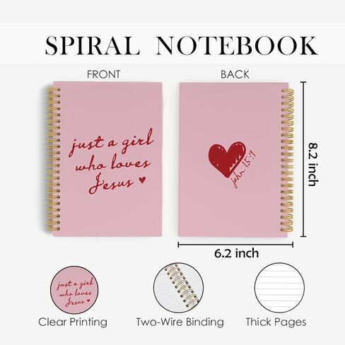 ANIANG Christian Notebook, Christian Journals for Women, Bible Verse Religious 5.5"X8.3" 164Pages Lined Notebooks College Ruled, Just a Girl Who Loves Jesus Pink Notebook for Office School Supplies in Saudi Arabia