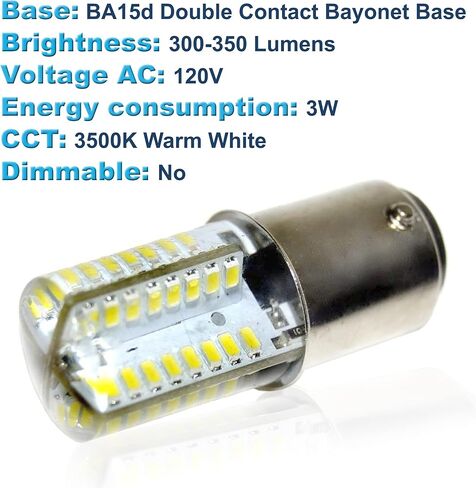 HQRP 110V LED لمبة الضوء الأبيض الدافئ متوافق مع ماكينة الخياطة Singer 403A / 501A / 503A / 620E / 630E / 640E / 66-16 / 99K / CG-500 / CG-550 in Kuwait