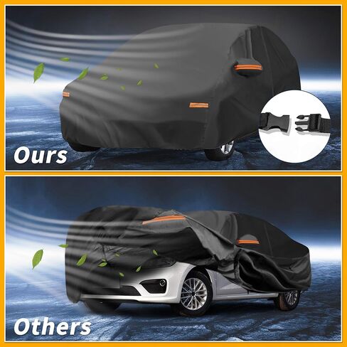 Car Cover Waterproof All Weather Sun Rain Protection Full Exterior Cover for Kia Rio Sedan 190T-PU Black with Left Side Zippers in Saudi Arabia