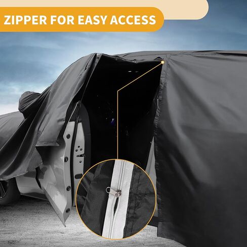 Car Cover Waterproof All Weather Sun Rain Protection Full Exterior Cover for Kia Rio Sedan 190T-PU Black with Left Side Zippers in Saudi Arabia