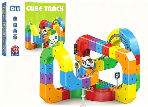 Saker Magical Fusion Track Set Plus 2026|Flexible Interlocking Car Track Building Blocks with Train and Traffic Signs|Boys Girls Christmas Birthday Party Gifts (81Pcs) in Saudi Arabia