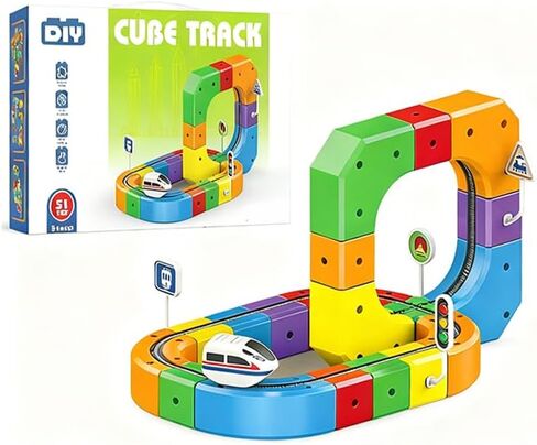 Saker Magical Fusion Track Set Plus 2026|Flexible Interlocking Car Track Building Blocks with Train and Traffic Signs|Boys Girls Christmas Birthday Party Gifts (81Pcs) in Saudi Arabia