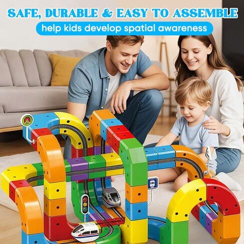 Saker Magical Fusion Track Set Plus 2026|Flexible Interlocking Car Track Building Blocks with Train and Traffic Signs|Boys Girls Christmas Birthday Party Gifts (81Pcs) in Saudi Arabia