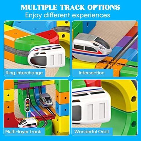 Saker Magical Fusion Track Set Plus 2026|Flexible Interlocking Car Track Building Blocks with Train and Traffic Signs|Boys Girls Christmas Birthday Party Gifts (81Pcs) in Saudi Arabia