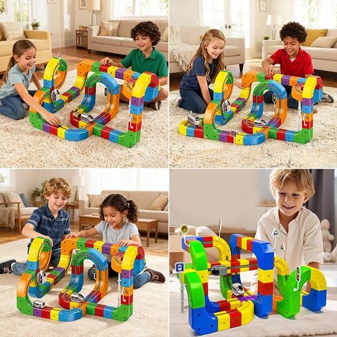 Saker Magical Fusion Track Set Plus 2026|Flexible Interlocking Car Track Building Blocks with Train and Traffic Signs|Boys Girls Christmas Birthday Party Gifts (81Pcs) in Saudi Arabia