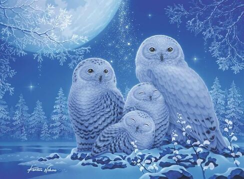 Ravensburger Owls in The Moonlight - 500 Piece Glow-in-The-Dark Jigsaw Puzzle | Mysterious Nocturnal Beauty | Softclick Technology in Saudi Arabia