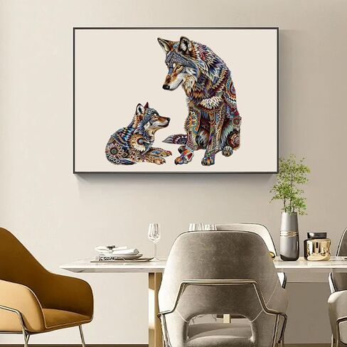 Ruikiyart Wolf Puzzle, 200 Pieces Wolf Family Wood Puzzles Adults, Animal Jigsaw Puzzles Games Unique Shaped Puzzle Holiday for Grandkids (11.2"x11.3") in Saudi Arabia