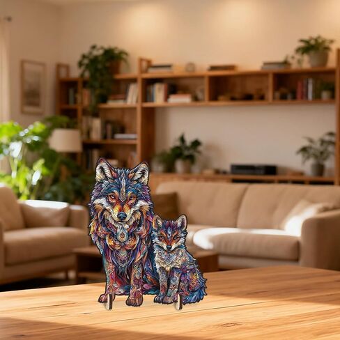 Ruikiyart Wolf Puzzle, 200 Pieces Wolf Family Wood Puzzles Adults, Animal Jigsaw Puzzles Games Unique Shaped Puzzle Holiday for Grandkids (11.2"x11.3") in Saudi Arabia