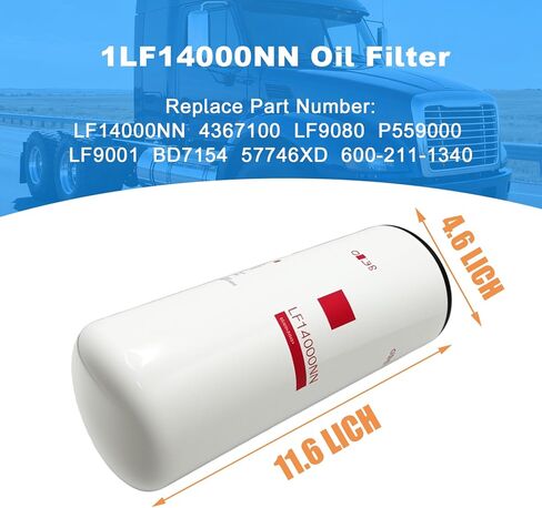 فلتر الزيت/التشحيم LF14000NN يناسب محركات الديزل Cummins ISX ISM QSX QSM QST X15 M11 المتوافقة مع LF9080 LF9001 LF14000NN P559000 4367100 BD7154 57746XD in Kuwait